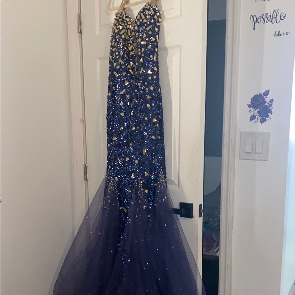 Panoply vintage Stunning Blue and rhinestone Gown